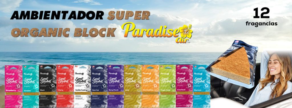 Bloques aromatizantes Paradise Air con variedad de fragancias para el interior del vehículo